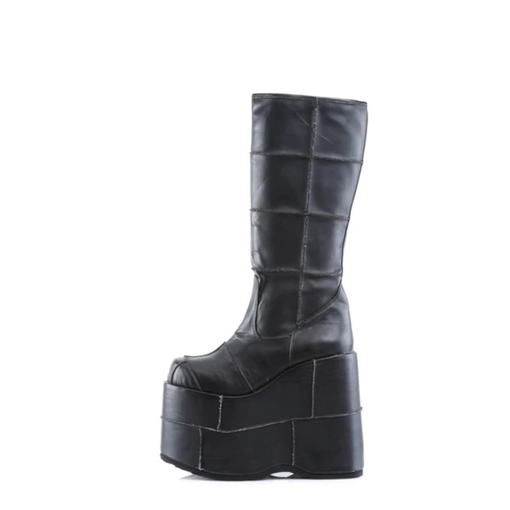 Demonia Stack Black Matte Vegan Leather Boots